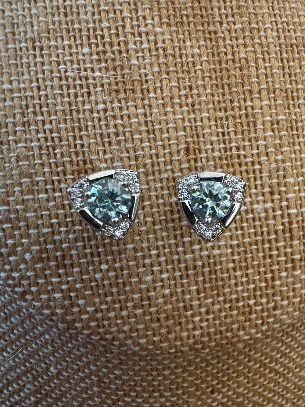 Solid Sterling Silver One Carat TW Turquoise Moissanite Studs